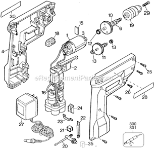 Page A Diagram and Parts List for 6975 Type 3 Black and Decker Cordless Drill